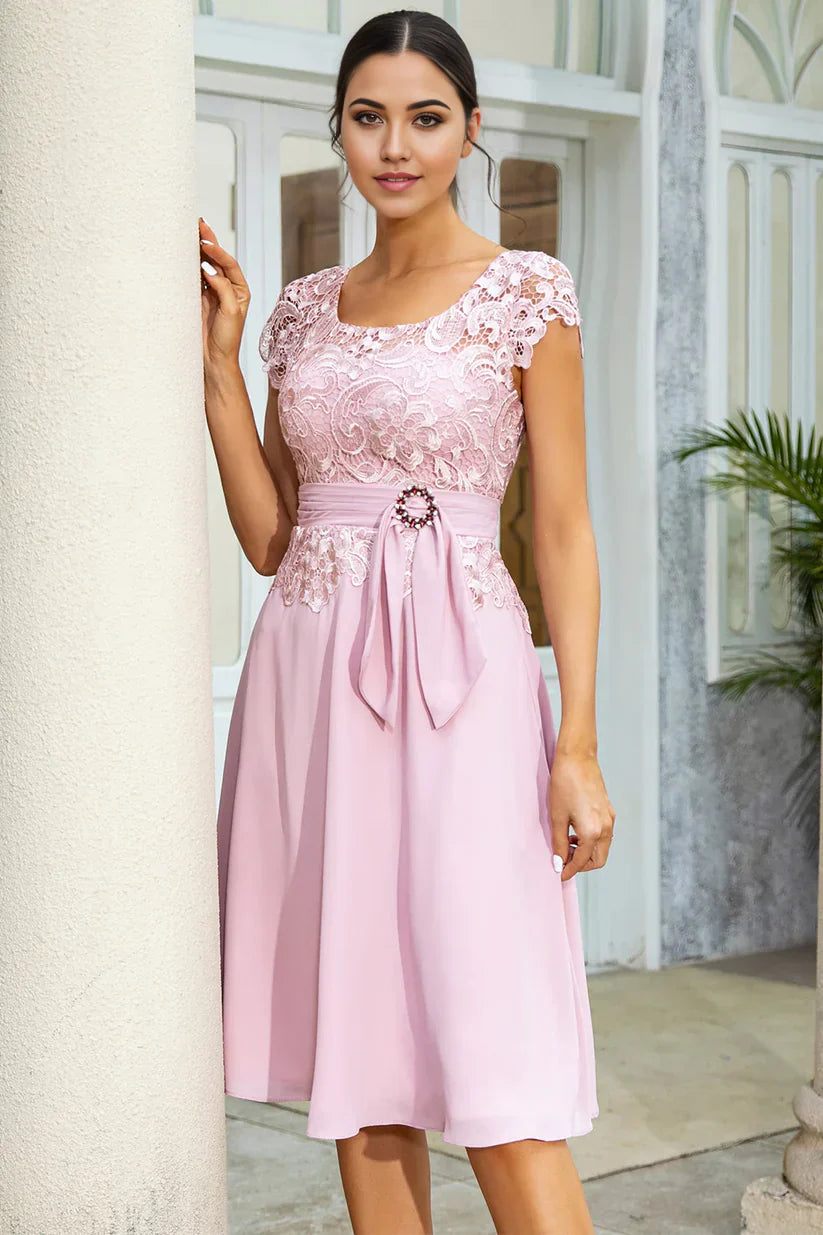 A-line Chiffon Mother of the Bride Dress with Lace
