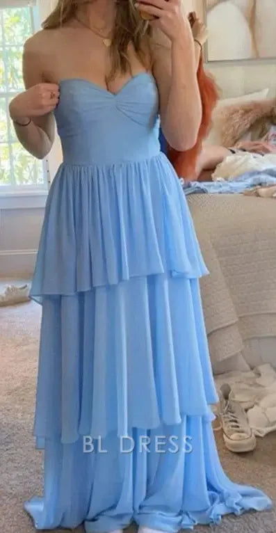 A Line Sweetheart Chiffon formal dresses Bridesmaid Dresses evening gown Prom Dress