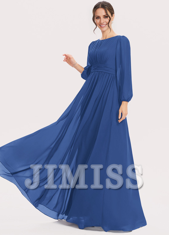 A-Line Halter Neck Floor Length Chiffon Bridesmaids Dress