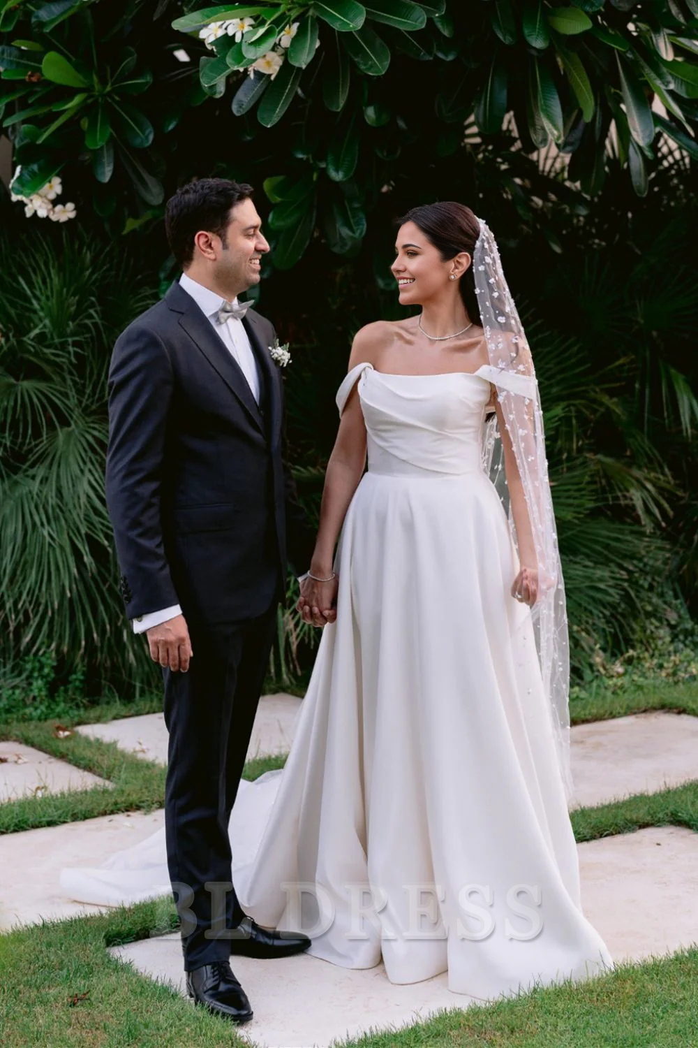A Line Elegant Off the Shoulder White Long Wedding Dress with Ruched