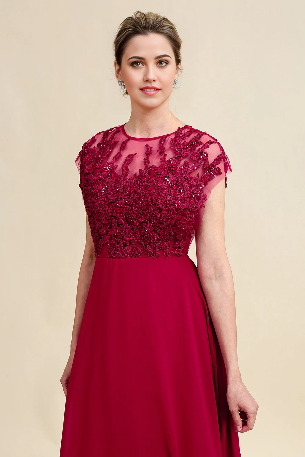 A-Line Chiffon Mother of the Bride Dress with Lace