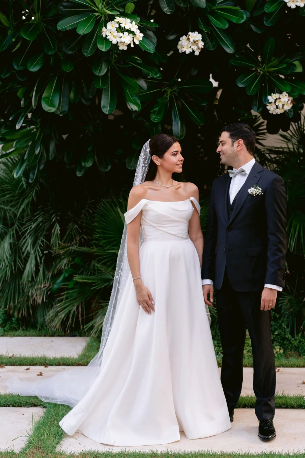 A Line Elegant Off the Shoulder White Long Wedding Dress with Ruched