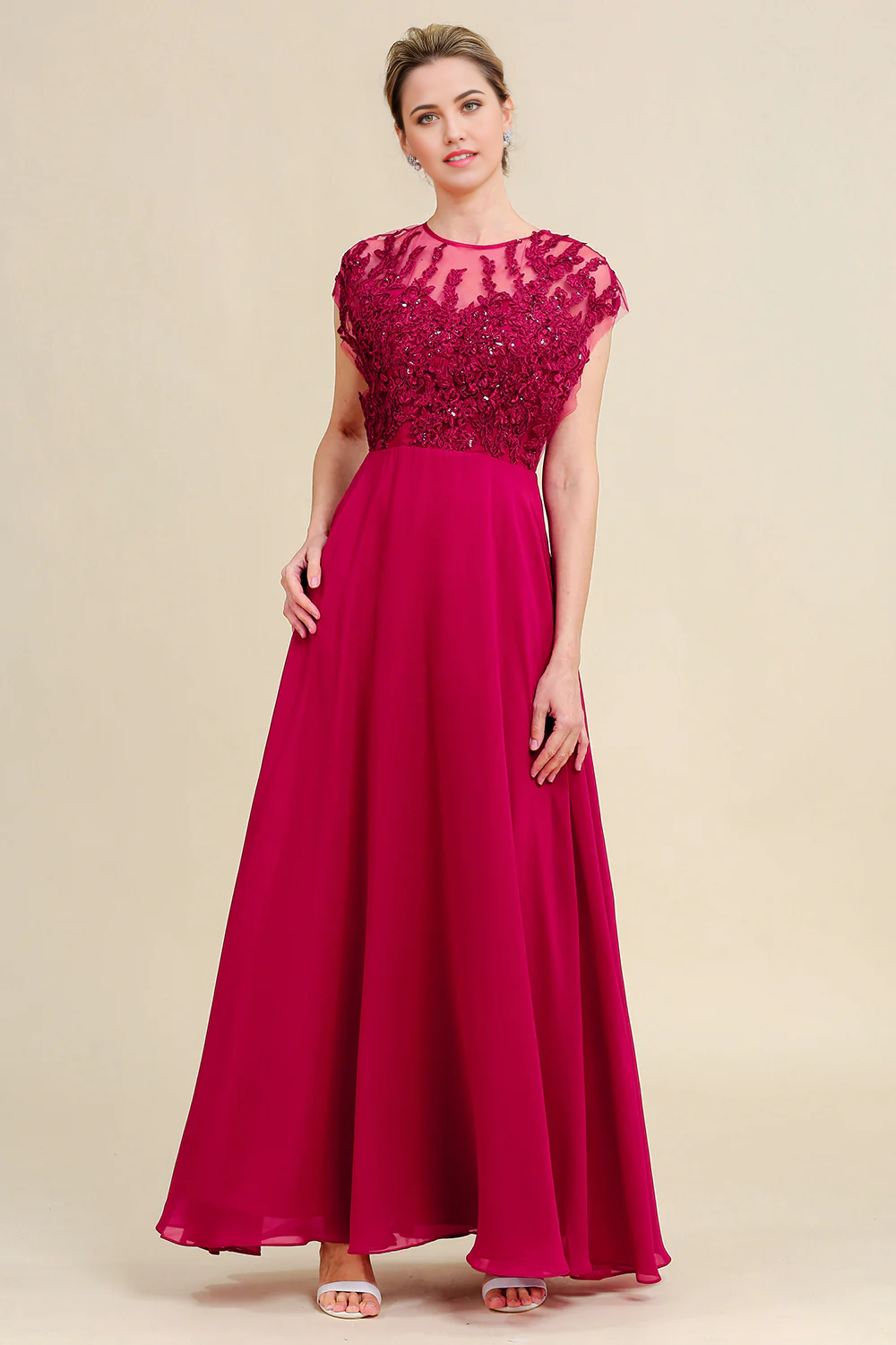 A-Line Chiffon Mother of the Bride Dress with Lace