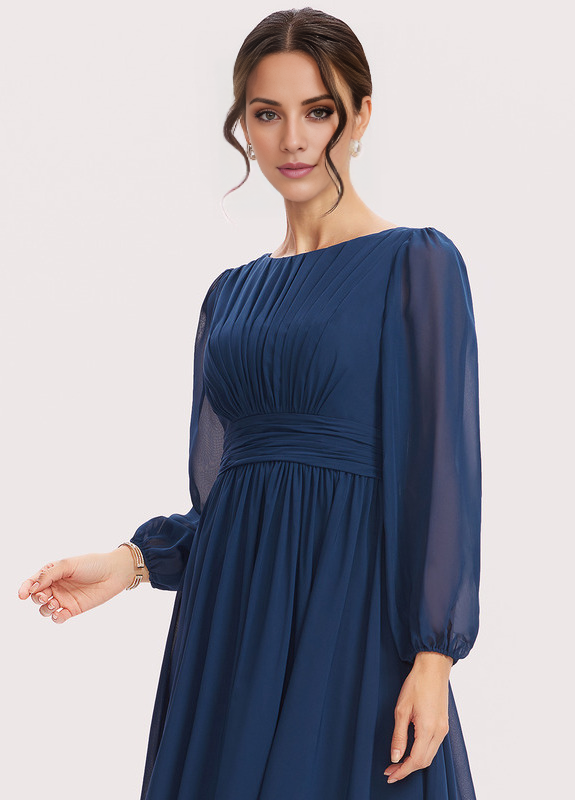 A-Line Halter Neck Floor Length Chiffon Bridesmaids Dress