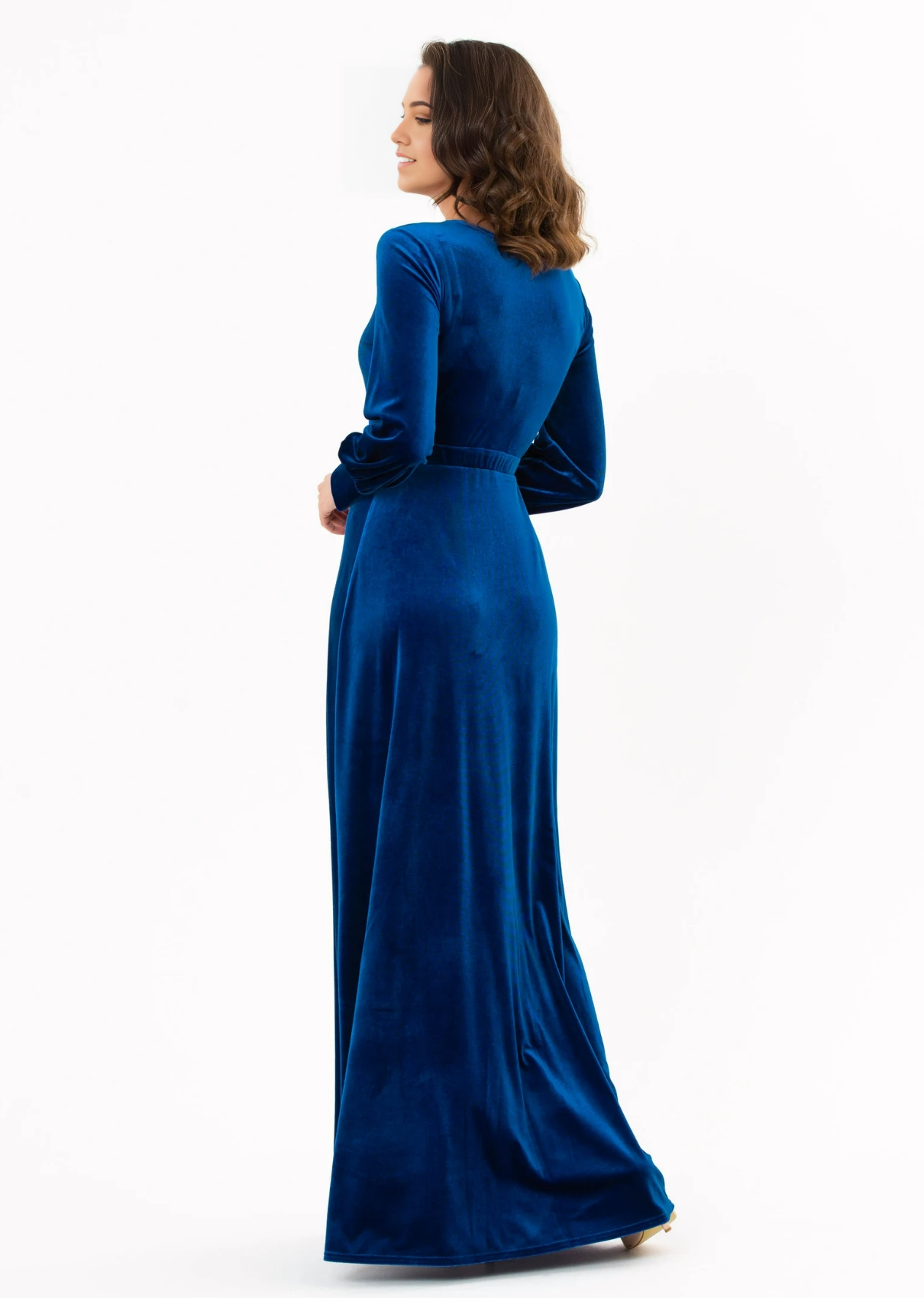 A-line Crew Neck velvet Long Sleeve Cocktail Dress Bridesmaid Dress Formal Dresses for Wedding Guest Mother of the Bride Dresses