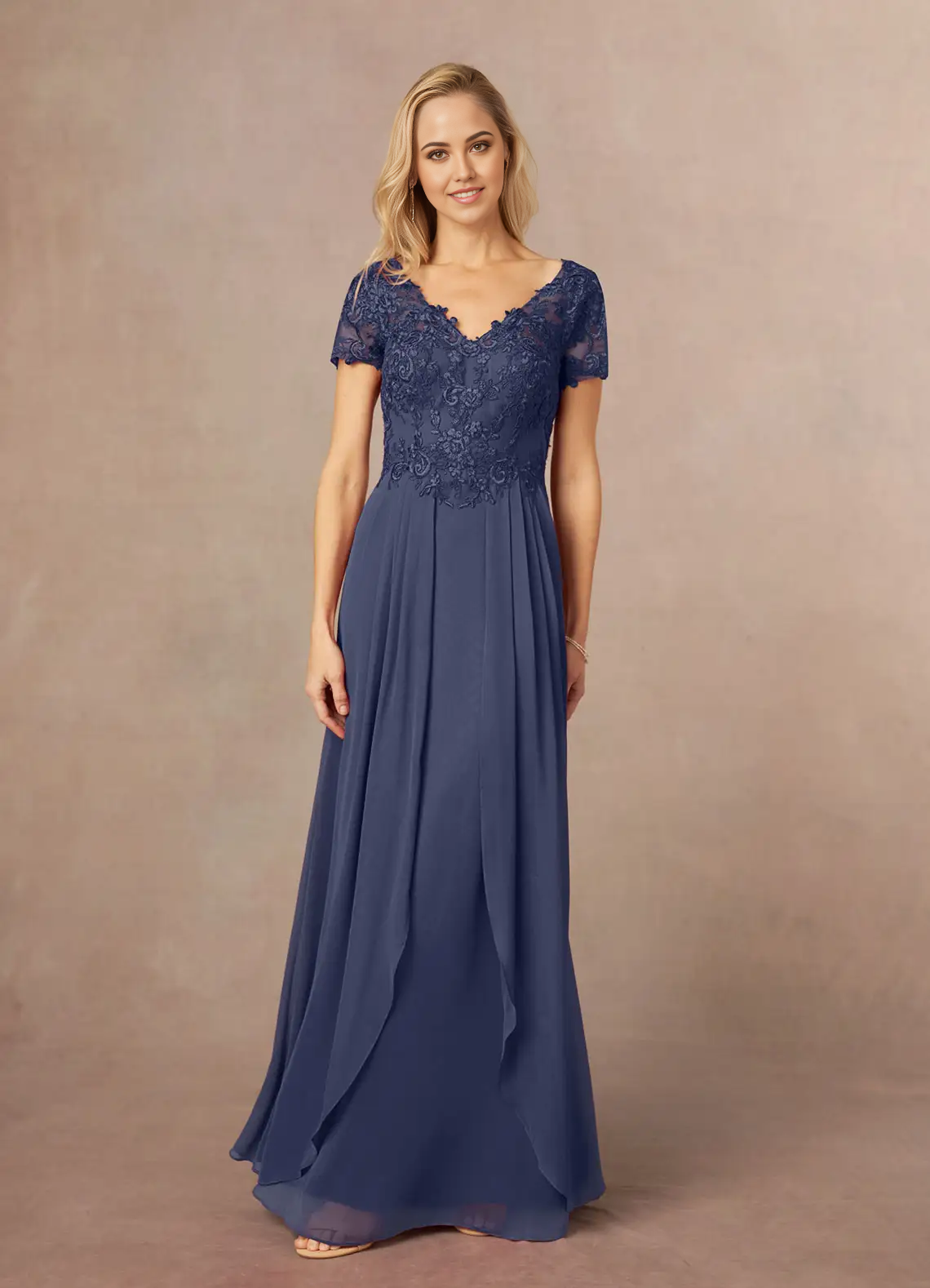 A-Line Appliques Lace Chiffon Stormy formal dresses evening dress Mother of the Bride Dresses