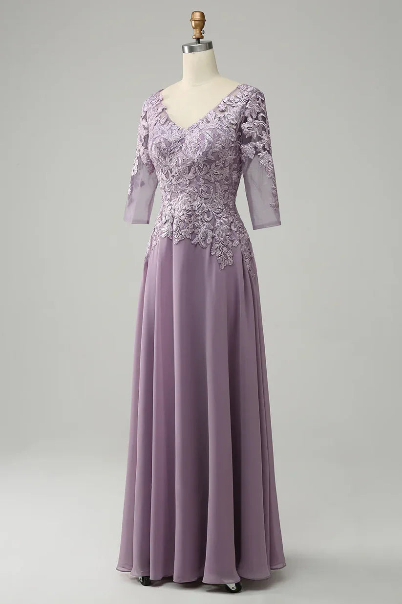 A-line Chiffon Mother of the Bride Dress with Lace