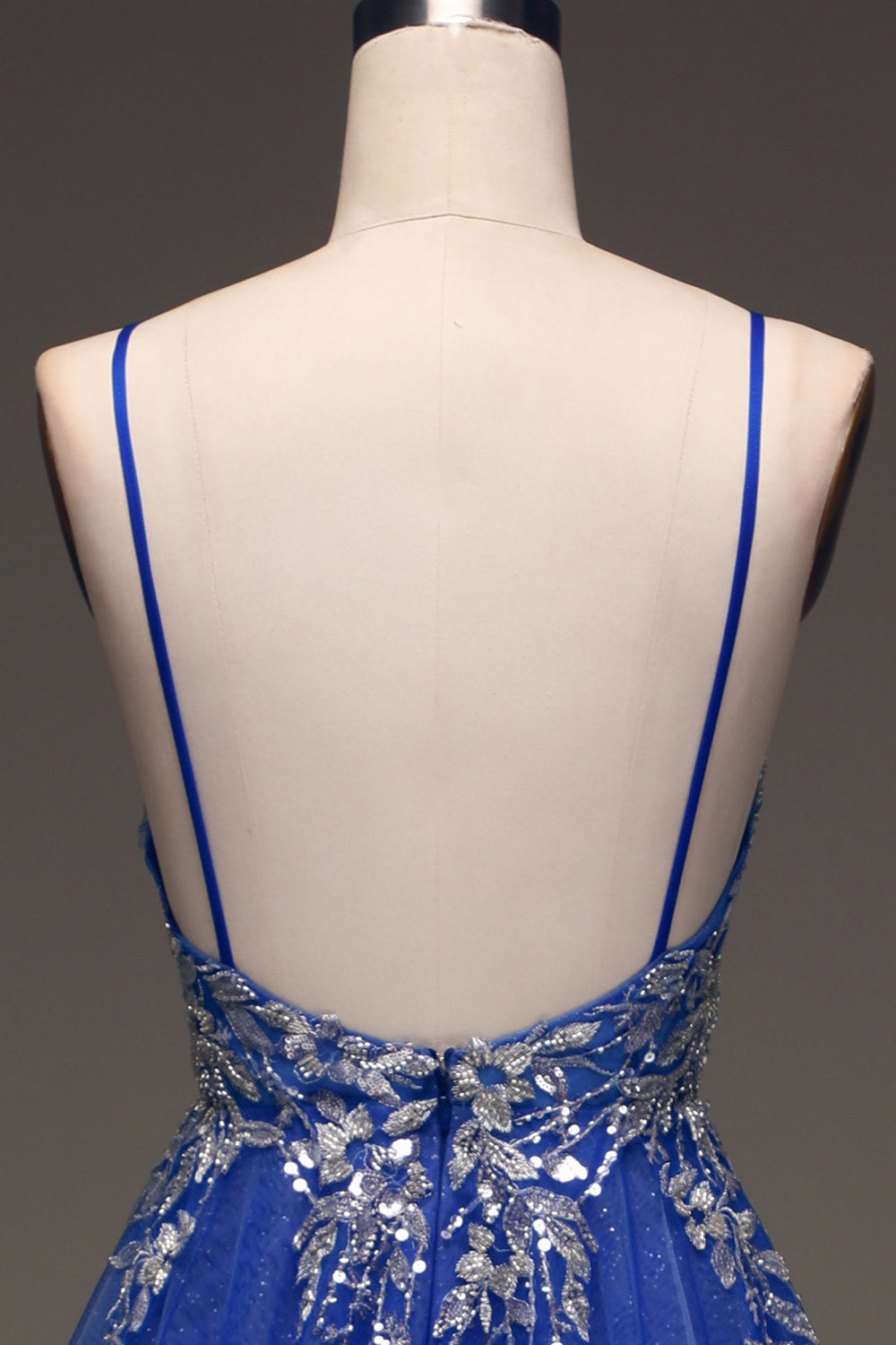 A Line Royal Blue Long Prom Dress With Appliques Sexy