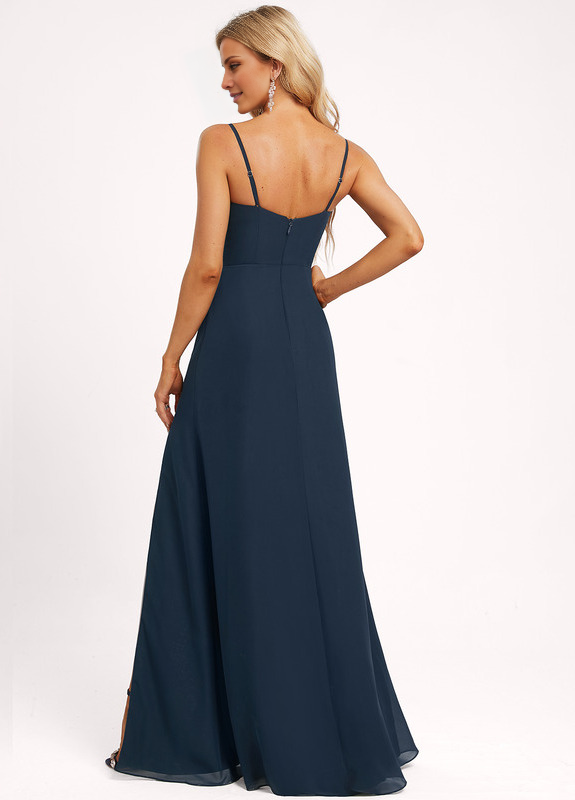 A-line floor-length chiffon bridesmaid dress with hood