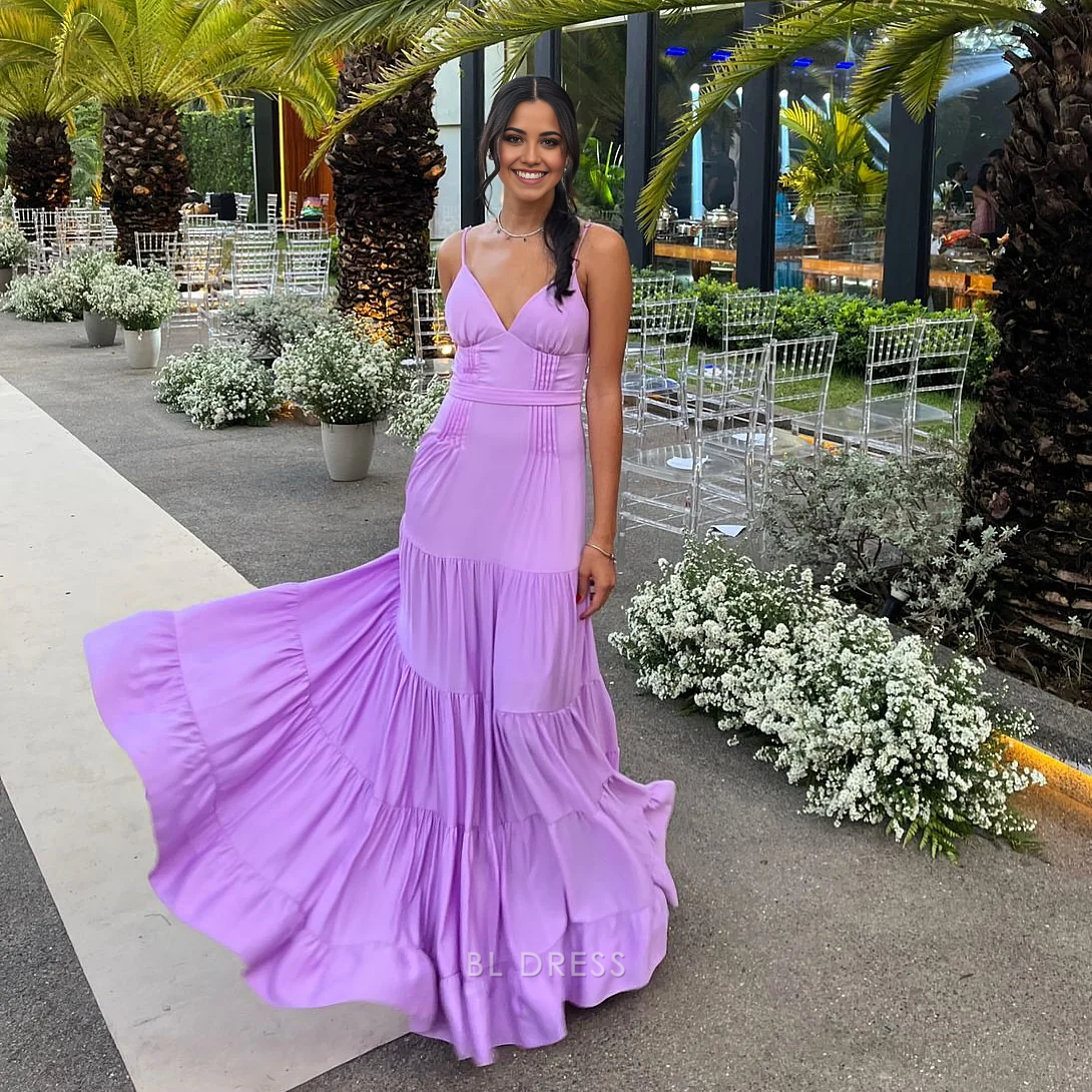 A Line V Neck Spaghetti Straps formal dresses Bridesmaid Dresses evening gown Prom Dress