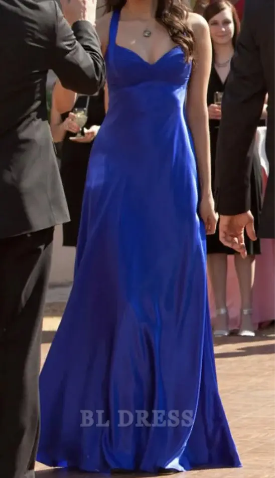 A Line Sweetheart Satin Royal Blue formal dresses Bridesmaid Dresses evening gown Prom Dress