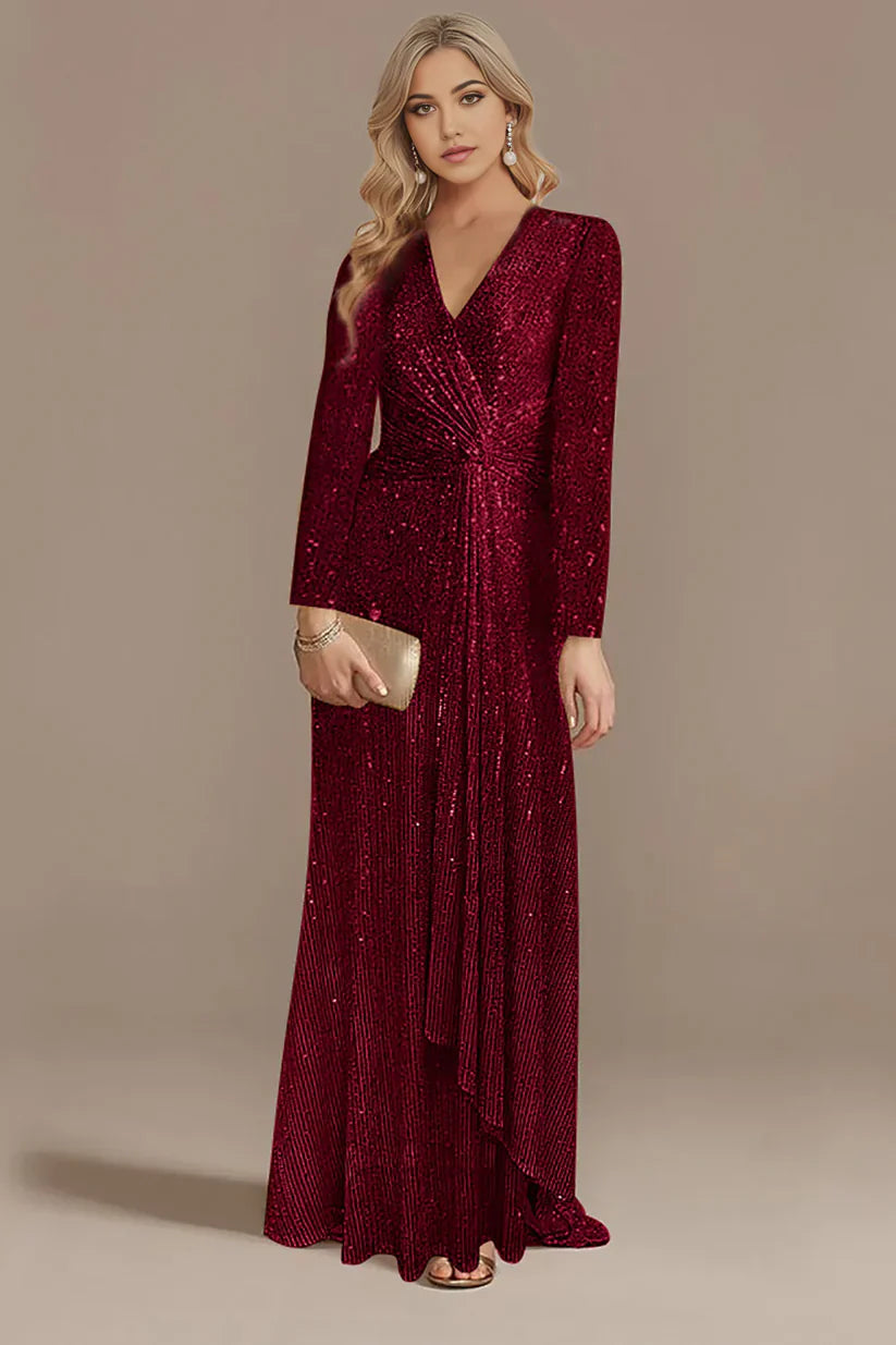 A-line Glitter Mother of the Bride Dress with Long Sleeves