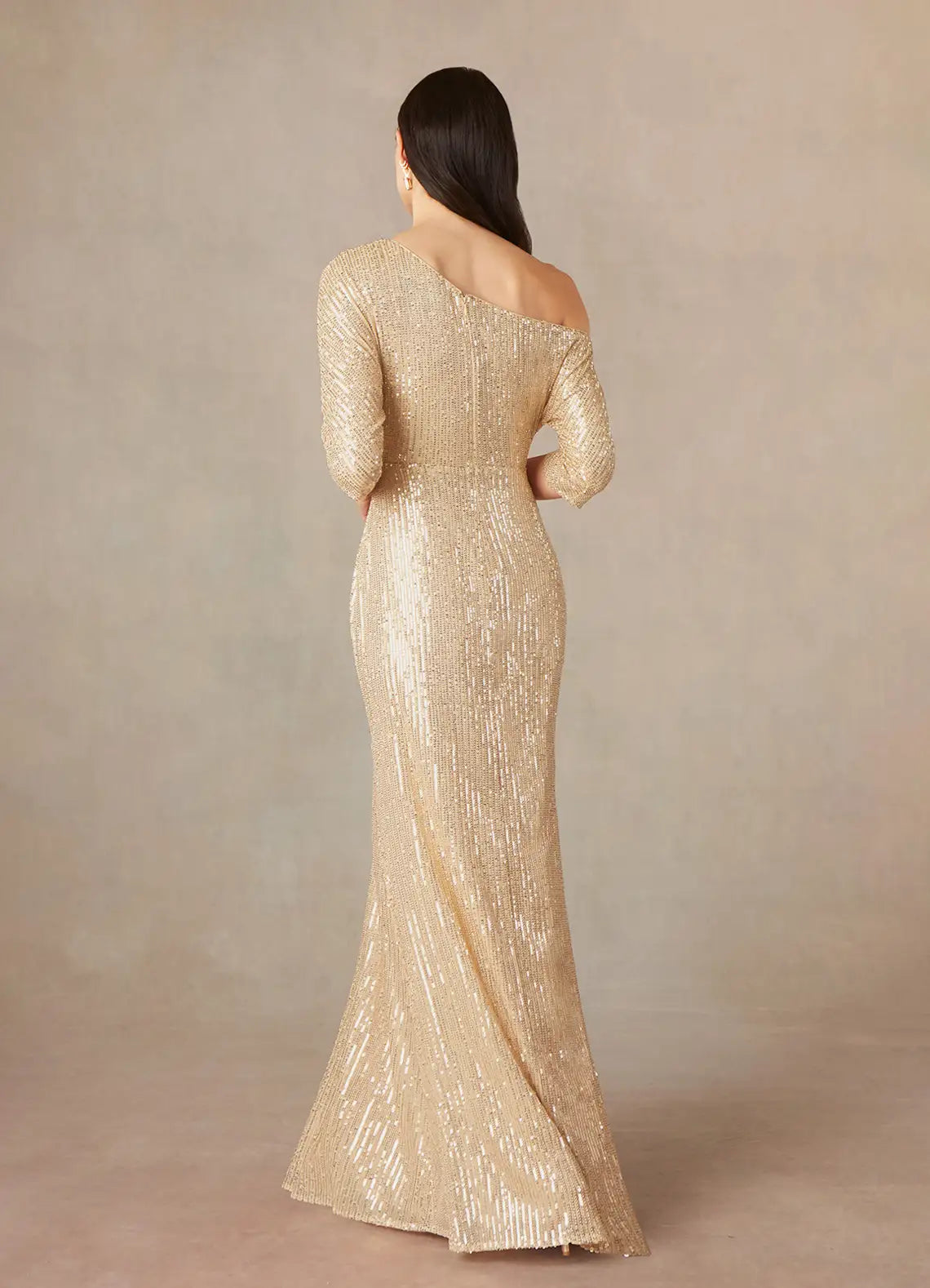 A-Line Asymmetrical Neckline Sequins Champagne formal dresses evening dress Mother of the Bride Dresses