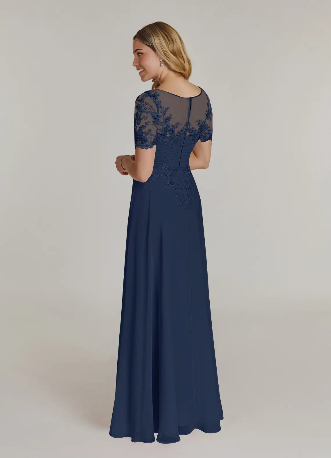 A-Line Lace Chiffon Dark Navy formal dresses evening dress Mother of the Bride Dresses