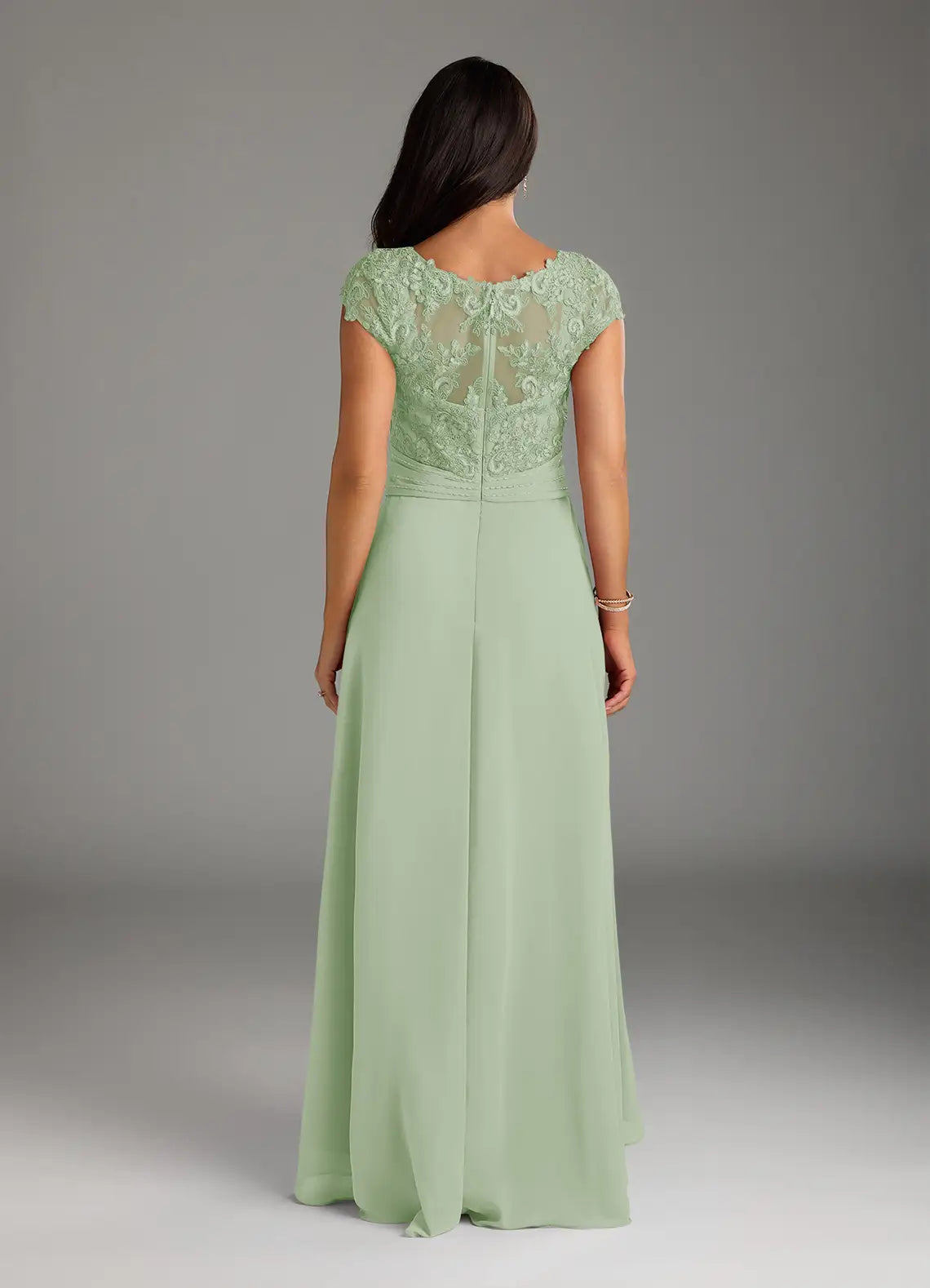 A-Line Lace Chiffon Dusty Sage formal dresses evening dress Mother of the Bride Dresses