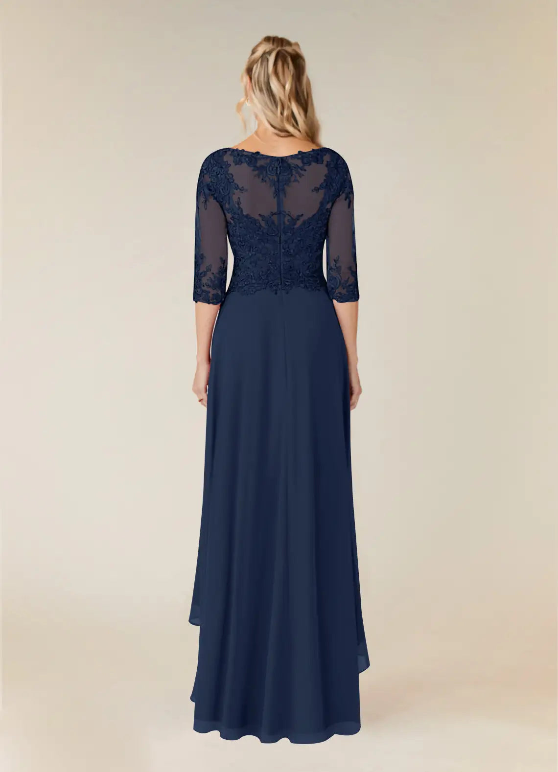 A-Line Lace Chiffon Dark Navy formal dresses evening dress Mother of the Bride Dresses