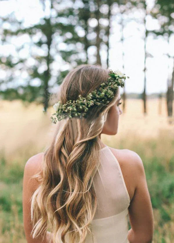 A Line Chiffon Elegant Bohemian Sleeveless Long Wedding Dresses