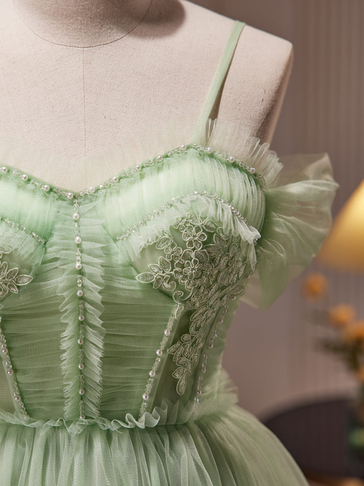 A-Line Green Sweetheart Neck Short Prom Dress, Green Homecoming Dress