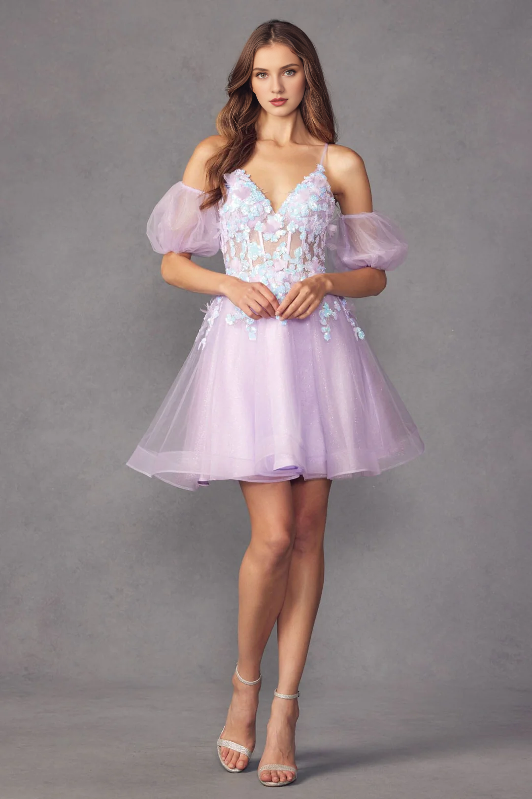 3D butterfly decal short sleeveless tight corset dress