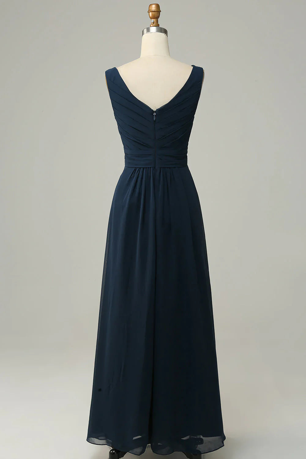 A Line V Neck Sleeveless Long Bridesmaid Dress