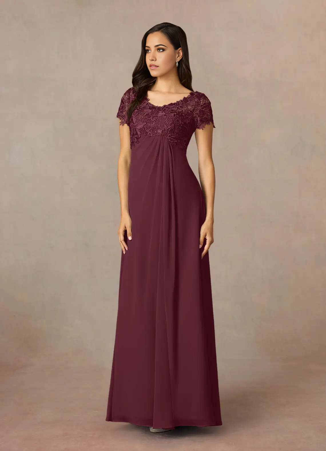 A-Line Appliques Lace Chiffon Cabernet formal dresses evening dress Mother of the Bride Dresses