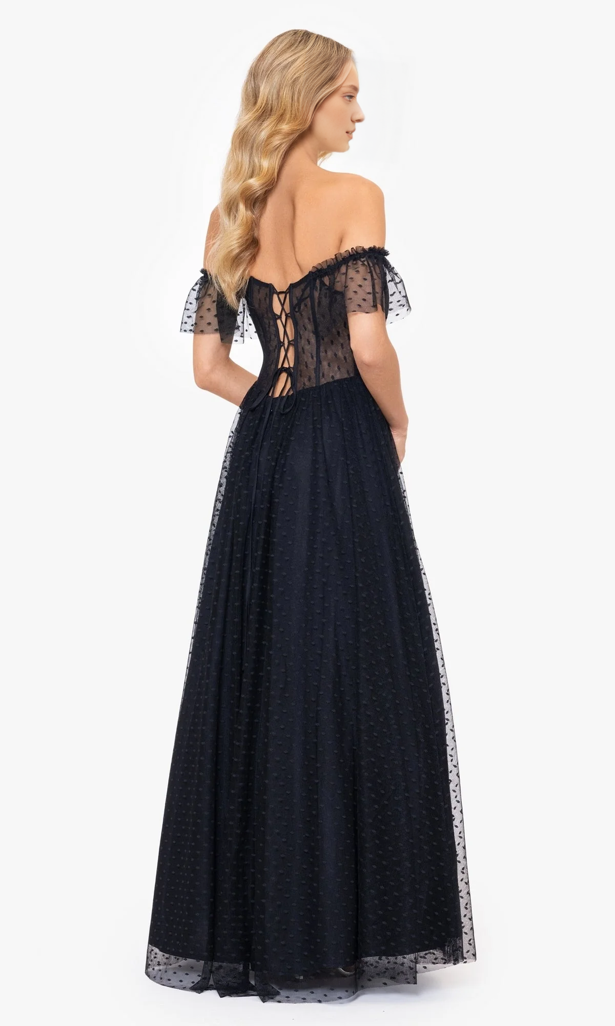 A-line heart-shaped neckline transparent tight corset ruffle edge dress