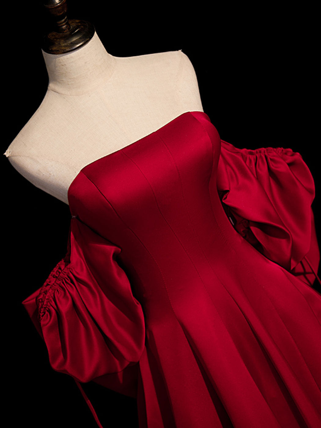 A-Line Burgundy Satin Long Prom Dress, Burgundy Long Formal Dress