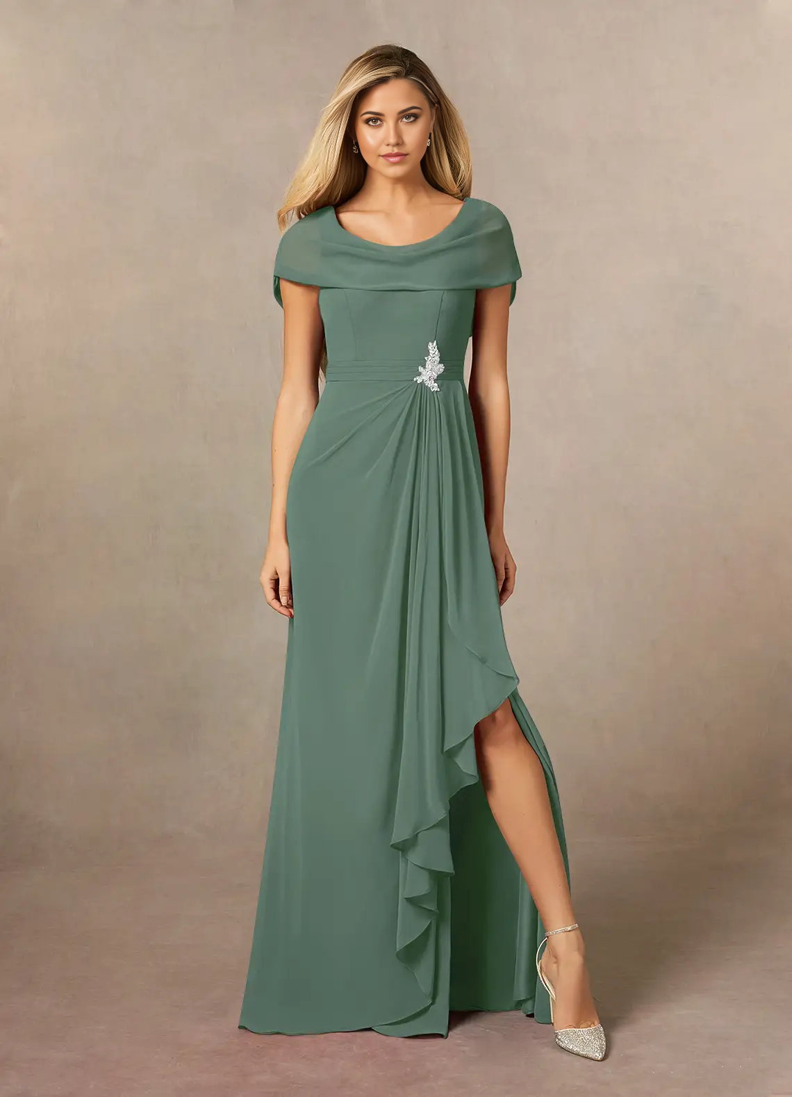 A-Line Chiffon Dress formal dresses evening gown Mother of the Bride Dresses With Side Slit