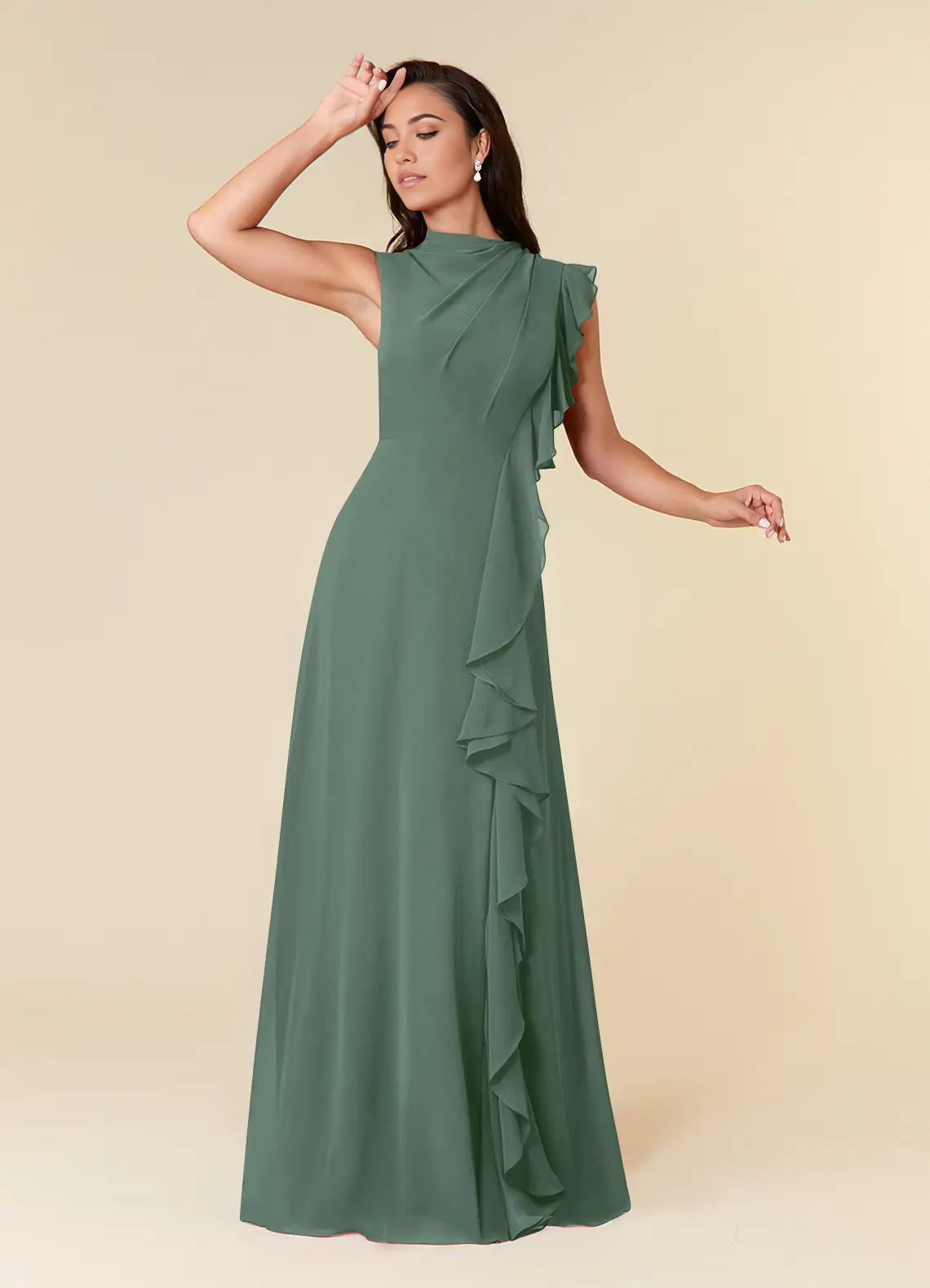 A-Line High Neckline Pleated Chiffon Dress Mother of the Bride Dresses