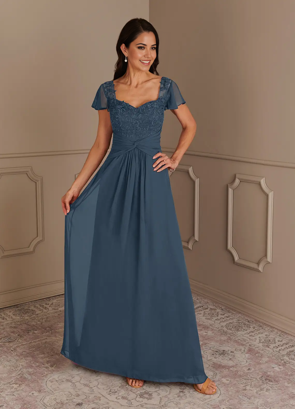 A-Line Appliques Lace Chiffon Dress formal dresses evening dress Mother of the Bride Dresses