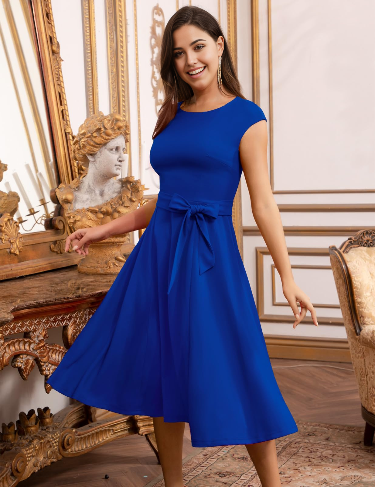 A-line Crew Neck Tea Length formal dresses Bridesmaid Dresses evening gown Prom Dress