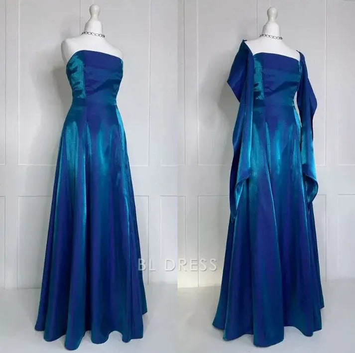 A Line Strapless Satin formal dresses Bridesmaid Dresses evening gown Prom Dress