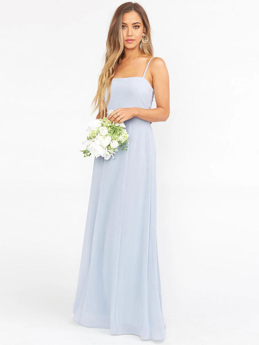 A-Line Floor-Length Lace-up formal dresses evening gown Party Dress Bridesmaid Dresses