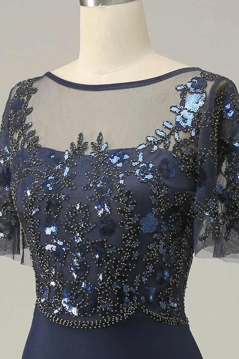 A-line Appliques Sequin Mother of Bride Dress