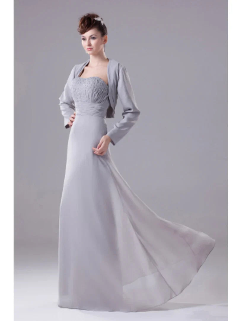 A-Line Mother of the Bride Dress Convertible Dress Strapless Floor Length Chiffon Sleeveless No with Beading Draping