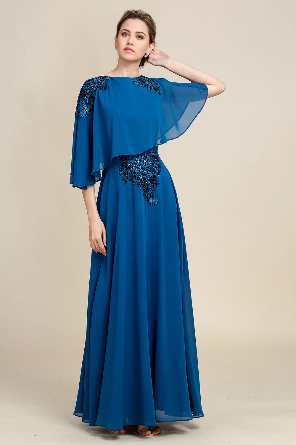 A-line Chiffon Mother of the Bride Dress with Lace