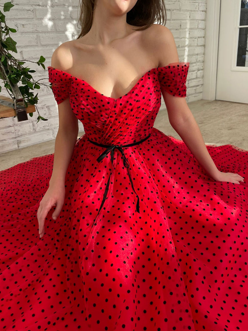 A line Off Shoulder Burgundy Prom Dresses, Tea Length Burgundy Homecoming Dresses