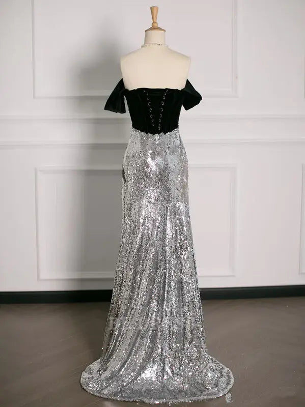 A Line Off The Shoulder Sexy Sequin formal dresses Bridesmaid Dresses evening gown Prom Dress