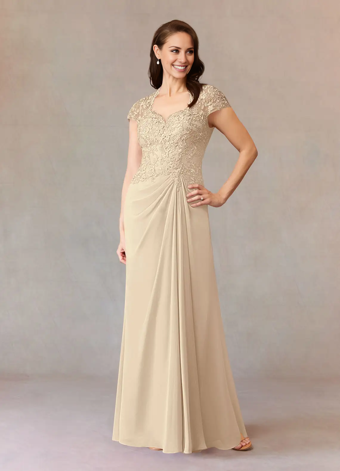 A-line evening gown lace chiffon dress mothers of the bride dresses