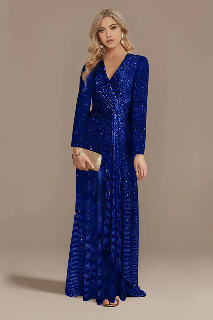 A-line Glitter Mother of the Bride Dress with Long Sleeves