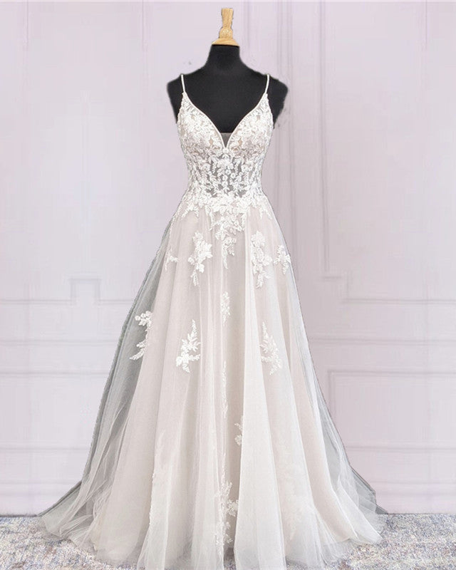 A-line Appliques Wedding Dresses