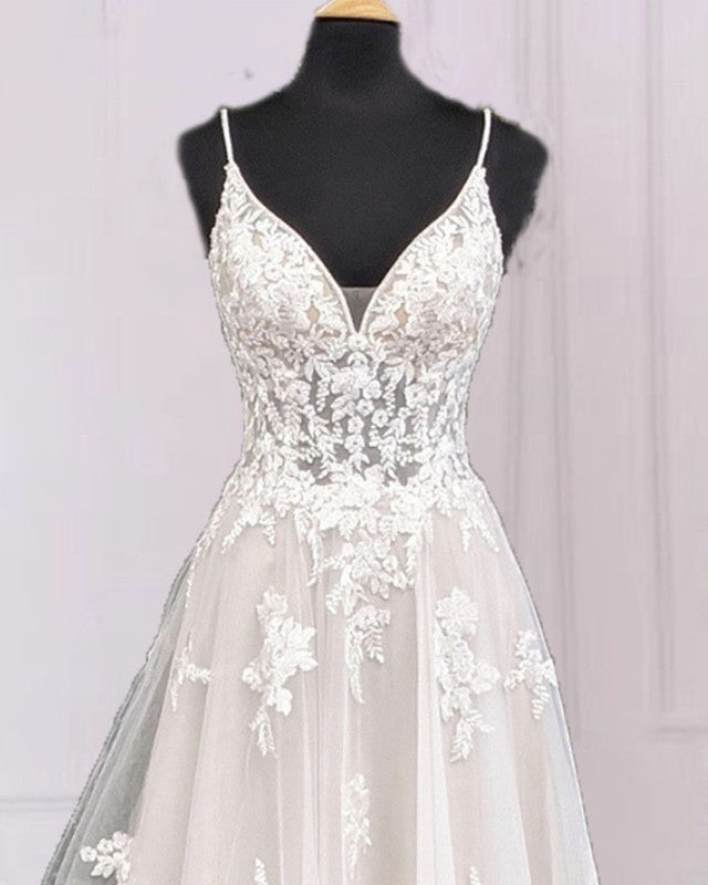 A-line Appliques Wedding Dresses