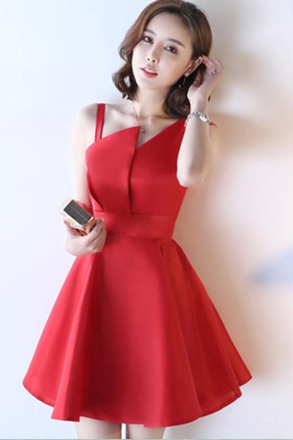 A-Line Deep V-Neck Straps Short Sleeveless Khaki Homecoming Dress TR0190