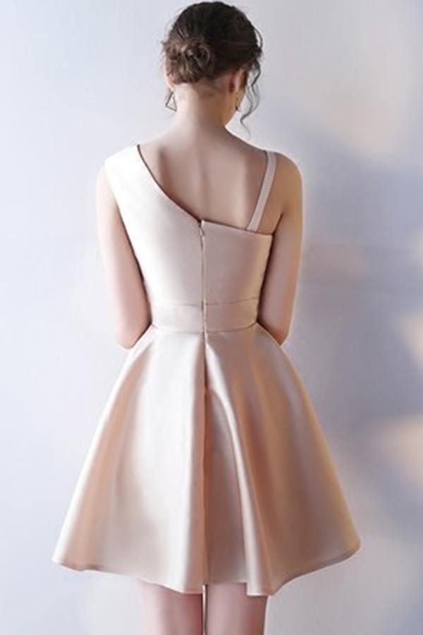 A-Line Deep V-Neck Straps Short Sleeveless Khaki Homecoming Dress TR0190