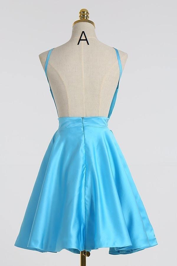 A-Line Halter Backless Short Pearl Pink Satin Homecoming Dress TR0165