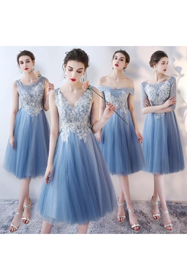 A-Line Knee-Length Tulle Homecoming Dress With Appliques  TR0197
