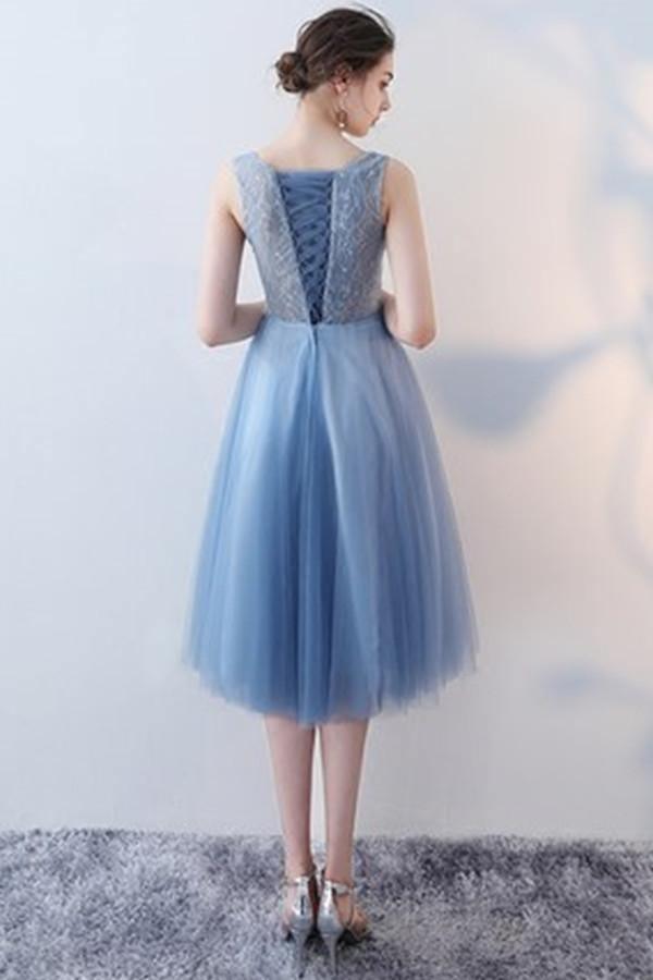 A-Line Knee-Length Tulle Homecoming Dress With Appliques  TR0197