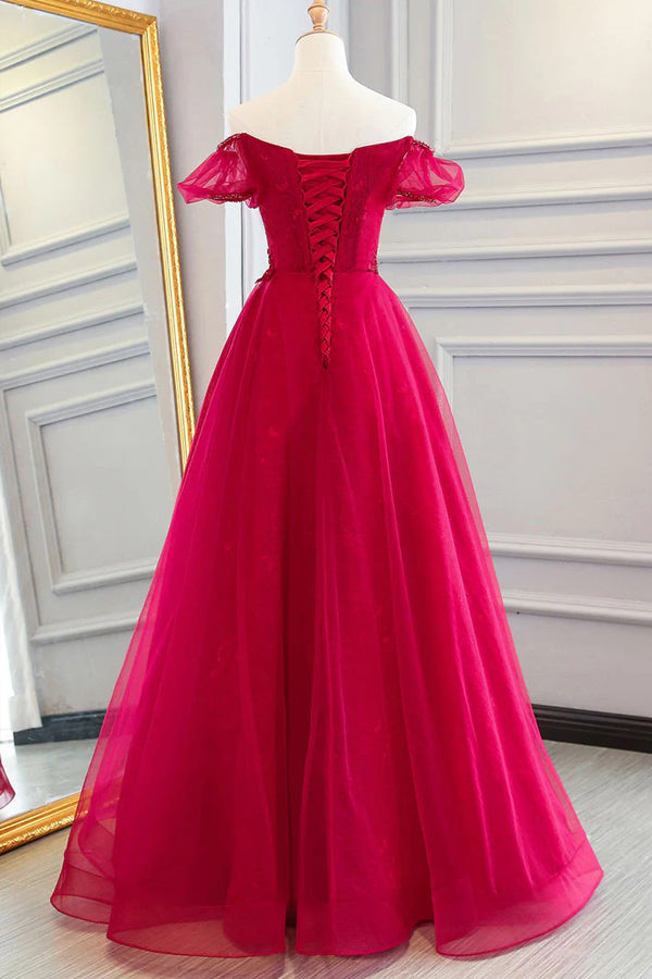 A Line Sweetheart Red Long Prom Dress Unique Party Dress TP1349
