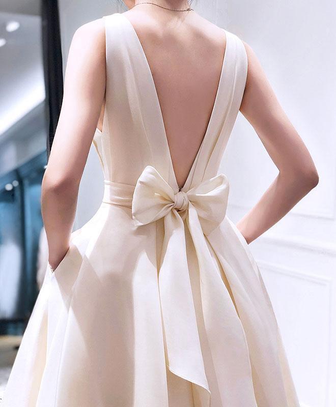 A-line High Low V Neck Short Prom Dress Homecoming Dress HD0063