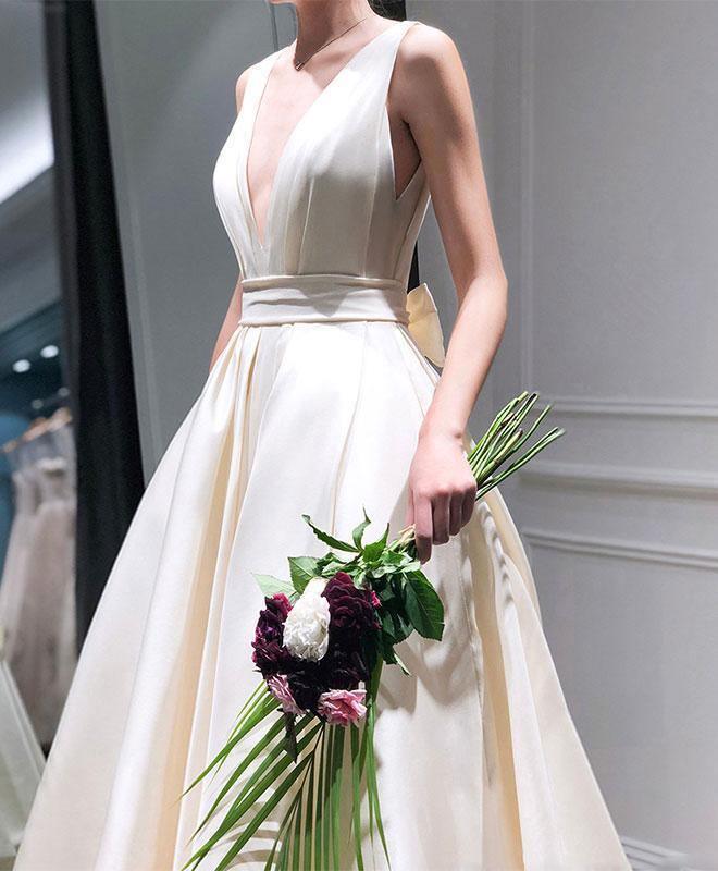 A-line High Low V Neck Short Prom Dress Homecoming Dress HD0063